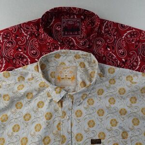 Retro Rifle Shirt Lot 2 Mens 3XL Western Paisley Floral Button Up Short Sleeve